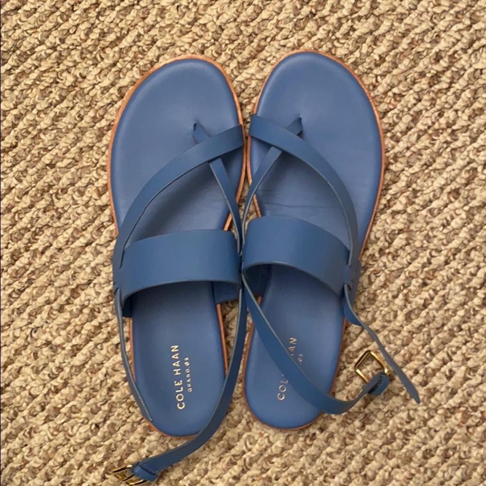 Blue leather sandals